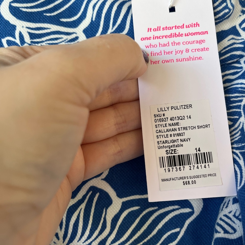 Lilly Pulitzer Blue and White Floral High Waist Shorts - Picture 2 of 2